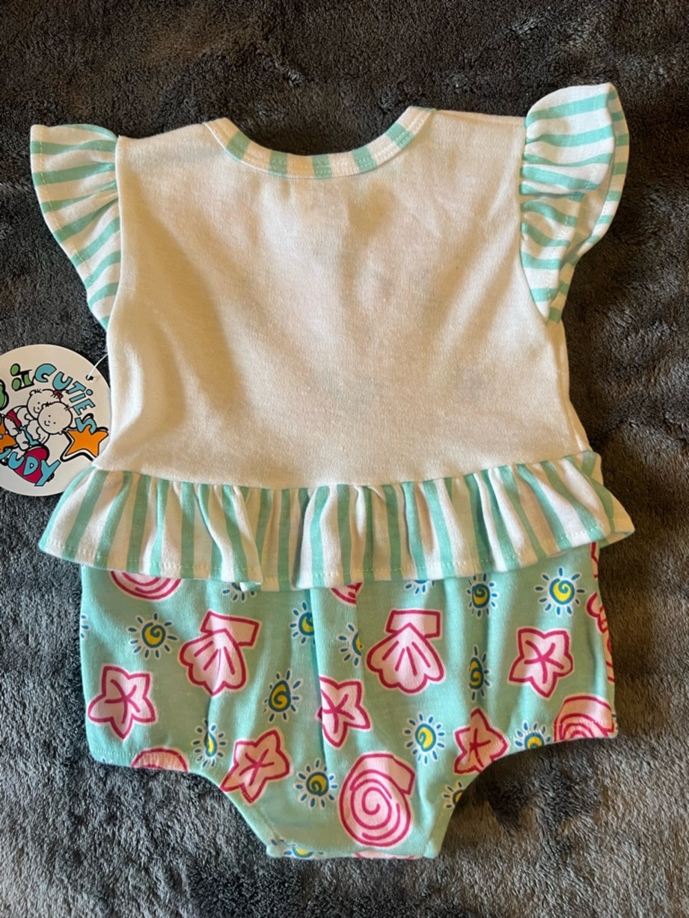 Vintage Beachy Coastal Baby Bubble Romper 3/6M Deadstock Teddy Summer - Picture 6 of 6
